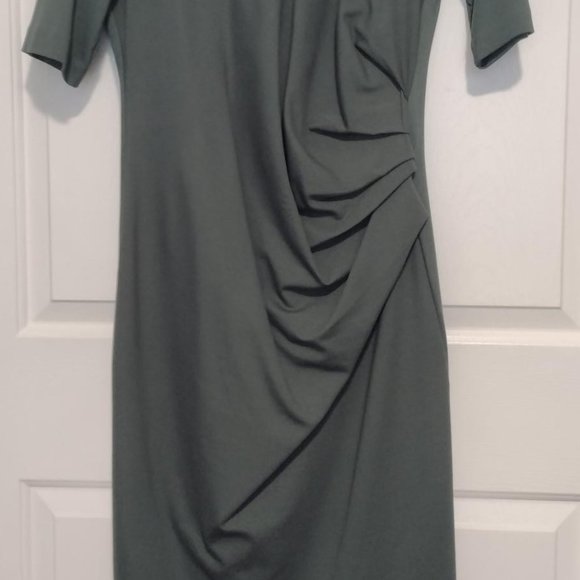 Fransa V Neckline Midi Short Sleeve Dress Jungle Green - Picture 3 of 8